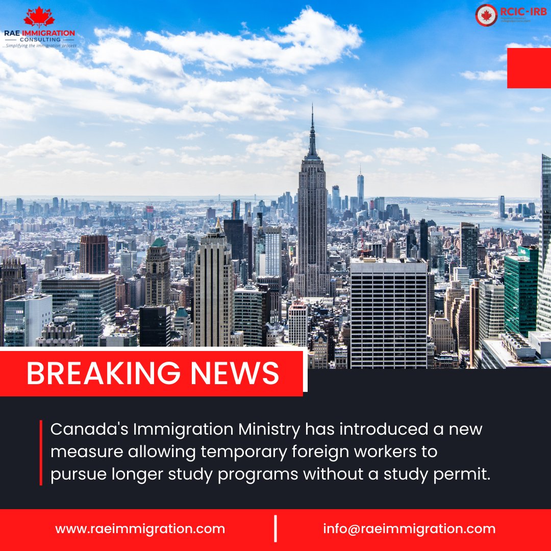 📣 Exciting news for foreign workers in Canada! No study permit required for longer study programs. Boost your career, job prospects, and chances of permanent residence. Visit our website for guidance. #ForeignWorkers #StudyPermit #EducationOpportunities #CareerGrowth