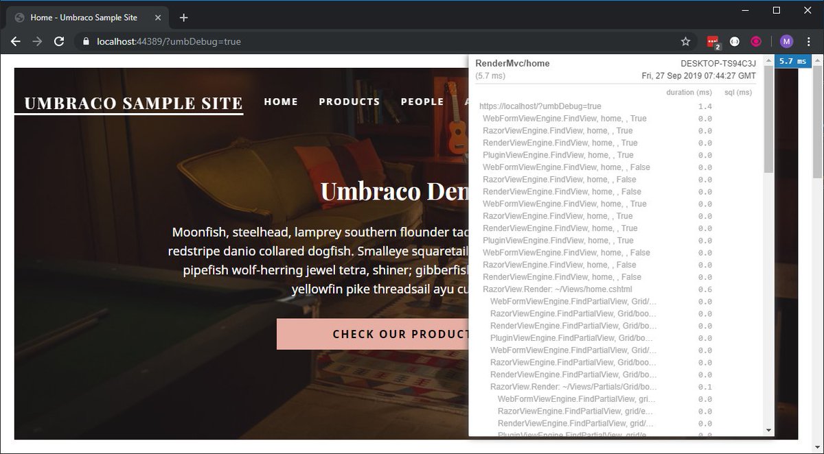 umbradol's tweet image. The MiniProfiler in Umbraco is excellent for seeing how long your requests take to respond and how long each process takes to run. Give it a try today!
You need to append '?umbDebug=true' to your url.
our.umbraco.com/documentation/…