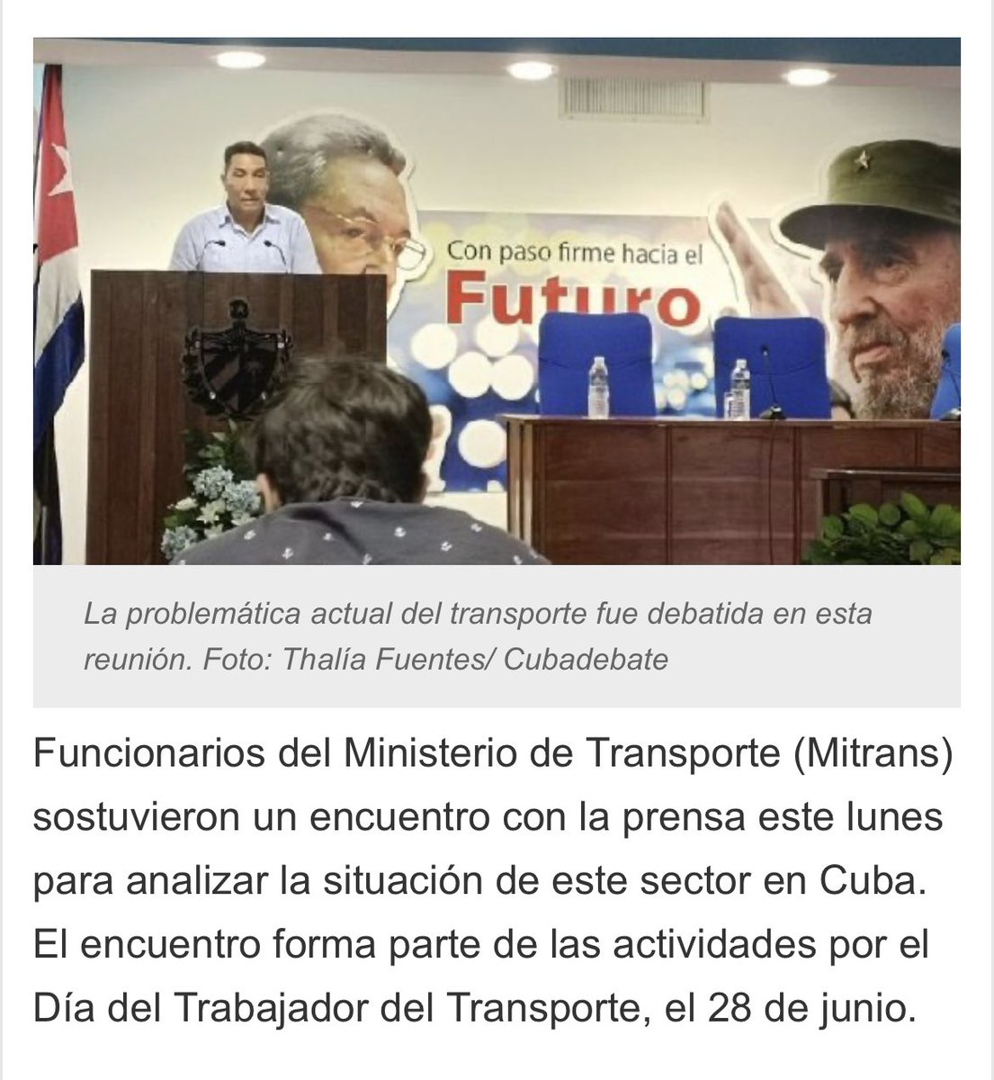 yosoyliborio's tweet photo. "Con paso firme hacia el futuro", ¿qué futuro? Han pasado más de sesenta años analizando problemas y sin resolverlos. El transporte en #CubaEstadoFallido empeora cada día. El @PartidoPCC es incapaz de satisfacer las necesidades más básicas del pueblo cubano.
#NoLosNecesitamos https://t.co/C7YP1bRiRJ