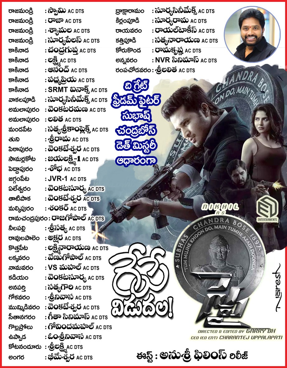 రేపే విడుదల !!

#SPY East Godavari District Theater's List !!

Release by AnuSree Films !!

#IndiasBestKeptSecret 🇮🇳

@actor_Nikhil @Ishmenon @Garrybh88 @tej_uppalapati @anerudhp #EdEntertainments #KRajashekarReddy @UrsVamsiShekar

#SPYOnJune29th