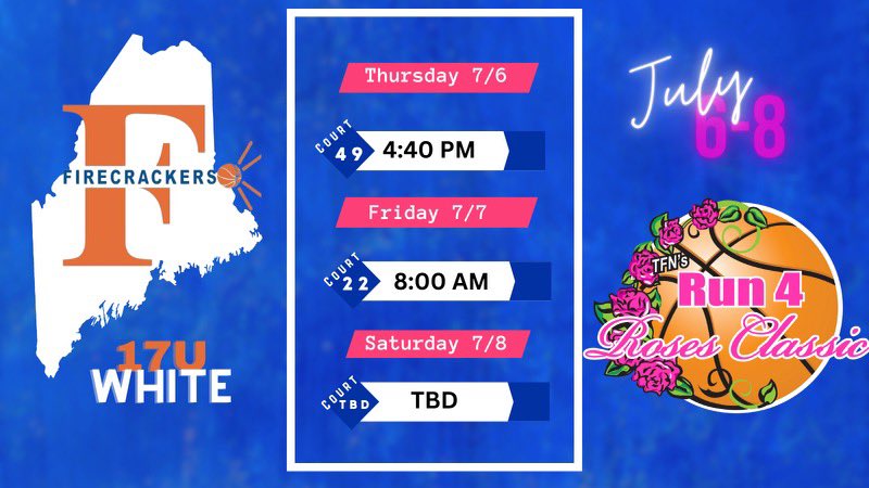 Can’t wait to play @TFNsRun4Roses next weekend! Let’s go Maine firecrackers!🧡💙