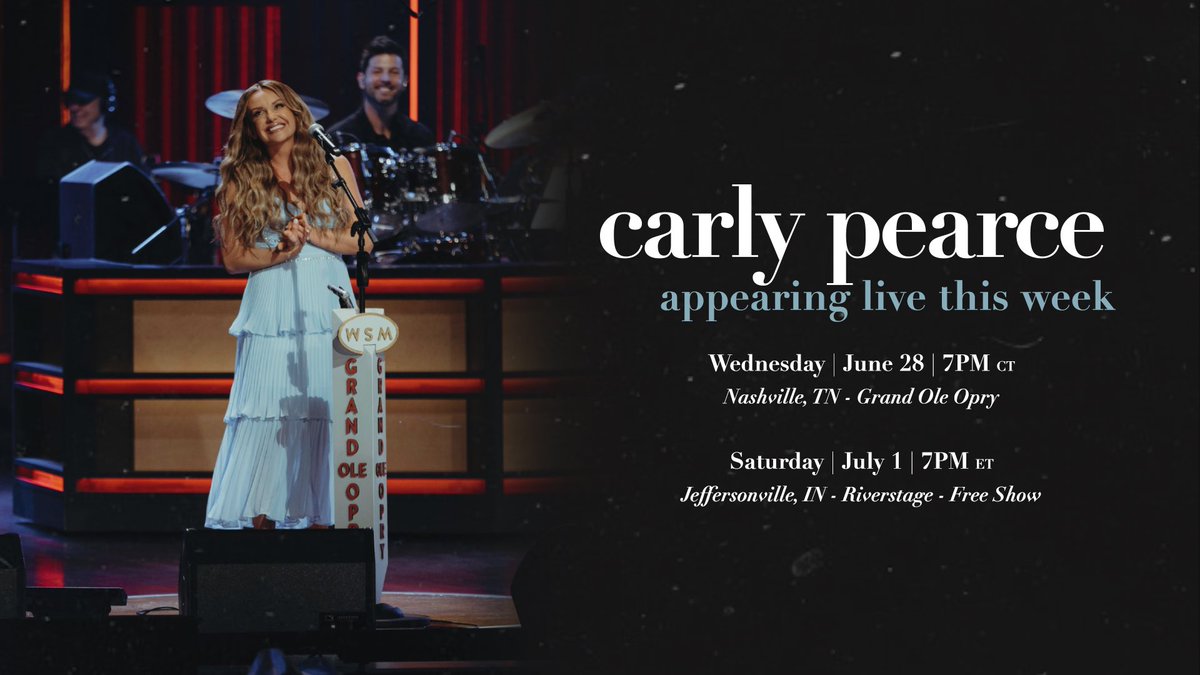 Back at the @opry tomorrow and then headed up to Indiana this weekend! ♥️ carlypearce.com/tour