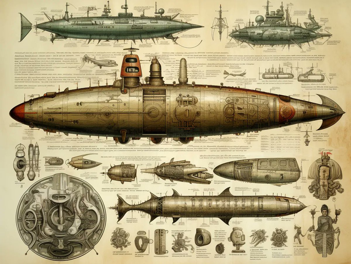 ArtRadness's tweet image. Steampunk Submarine Schematics
#steampunk #submarine #schematics #ai #aiart #digitalart #radness #midjourney