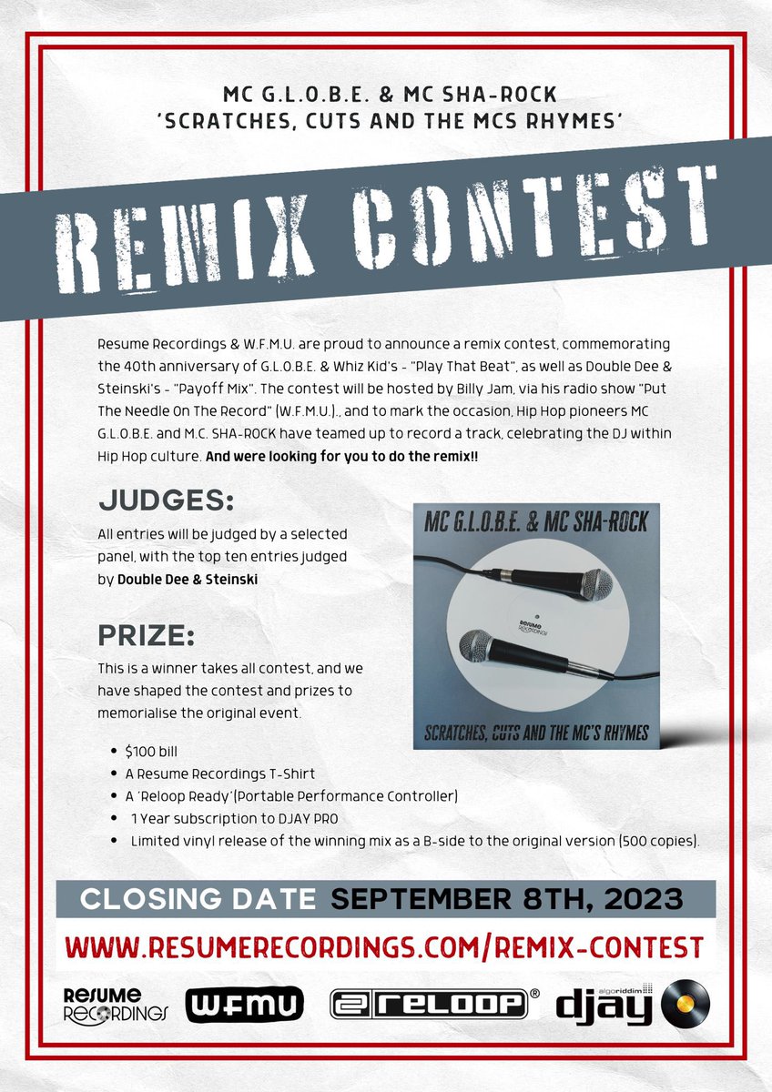 Remix and win!! Double Dee and Steinski will pick the winning mix!!