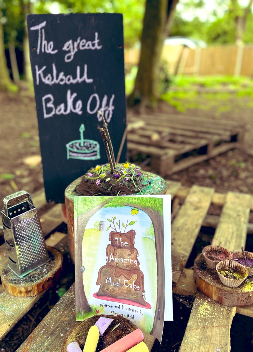 EdadventuresM's tweet photo. Anyone say #bakeoff? Welcome to the @BritishBakeOff but the #mudkitchen version @KelsallSchool with Yr1 where we had a #mudcake & #mudpie showdown this afternoon 💚 inspired by the lovely #theamazingmudcake book 💚 with @camp_curiosity https://t.co/e6XAQ5ILeo