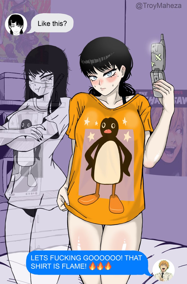 troymaheza's tweet photo. Asa\Yoru Showing Their Penguin Shirt to Denji❤️📷

 #三鷹アサ #チェンソーマン #chainsawman #asaden #csm https://t.co/FzTOsDjHP0