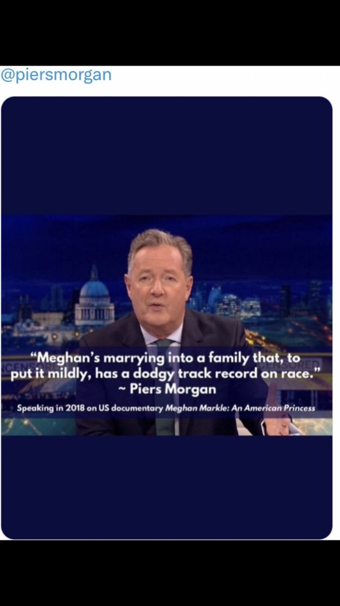 @PiersUncensored @TrevorPTweets @piersmorgan @TalkTV you must’ve thought she was black or why did you warn her of racism in the royal family before she even came to uk 🤔