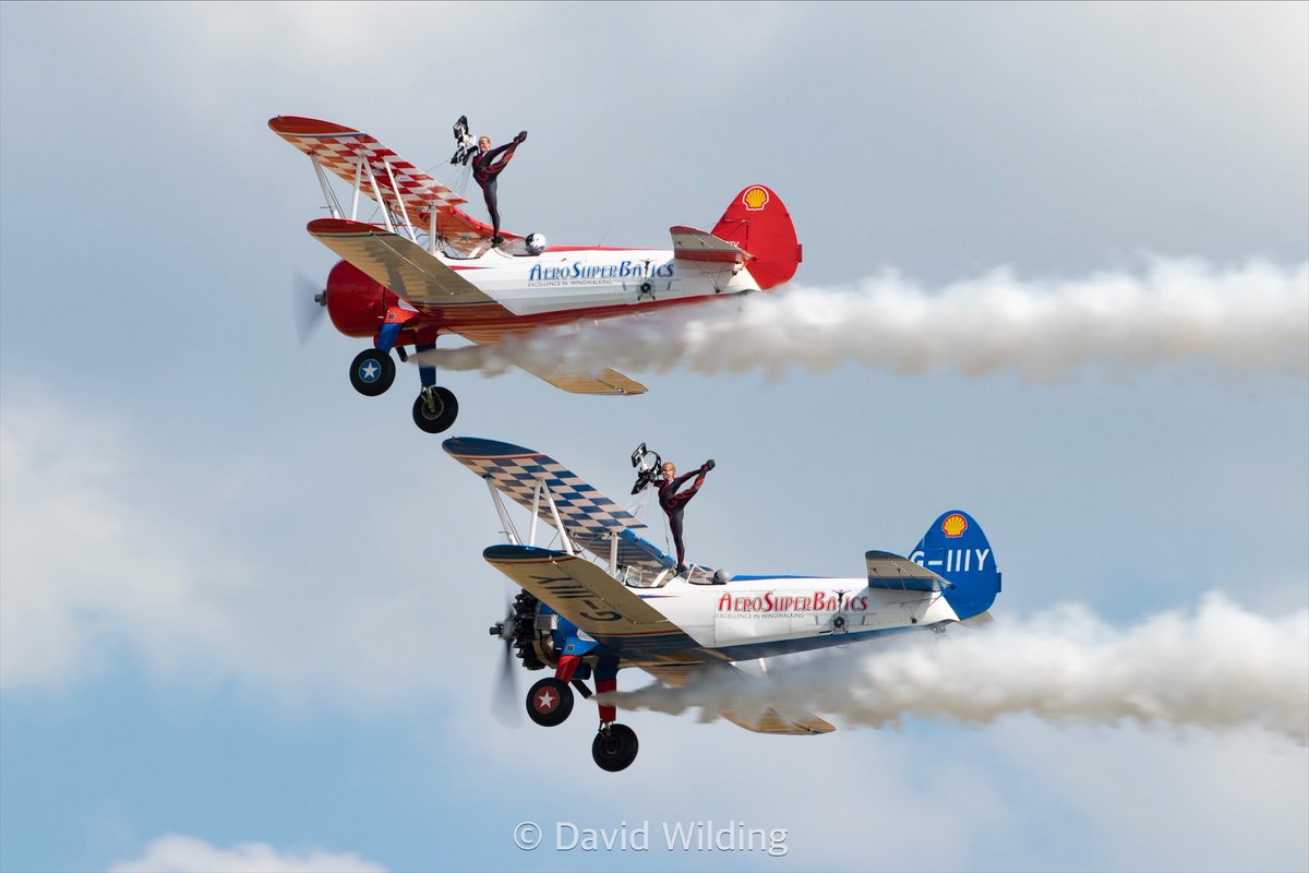 DavidWilding271's tweet photo. The @aerosuperbatics Wingwalkers in action at @IWMDuxford on Sunday https://t.co/SBJPfpCCxg
