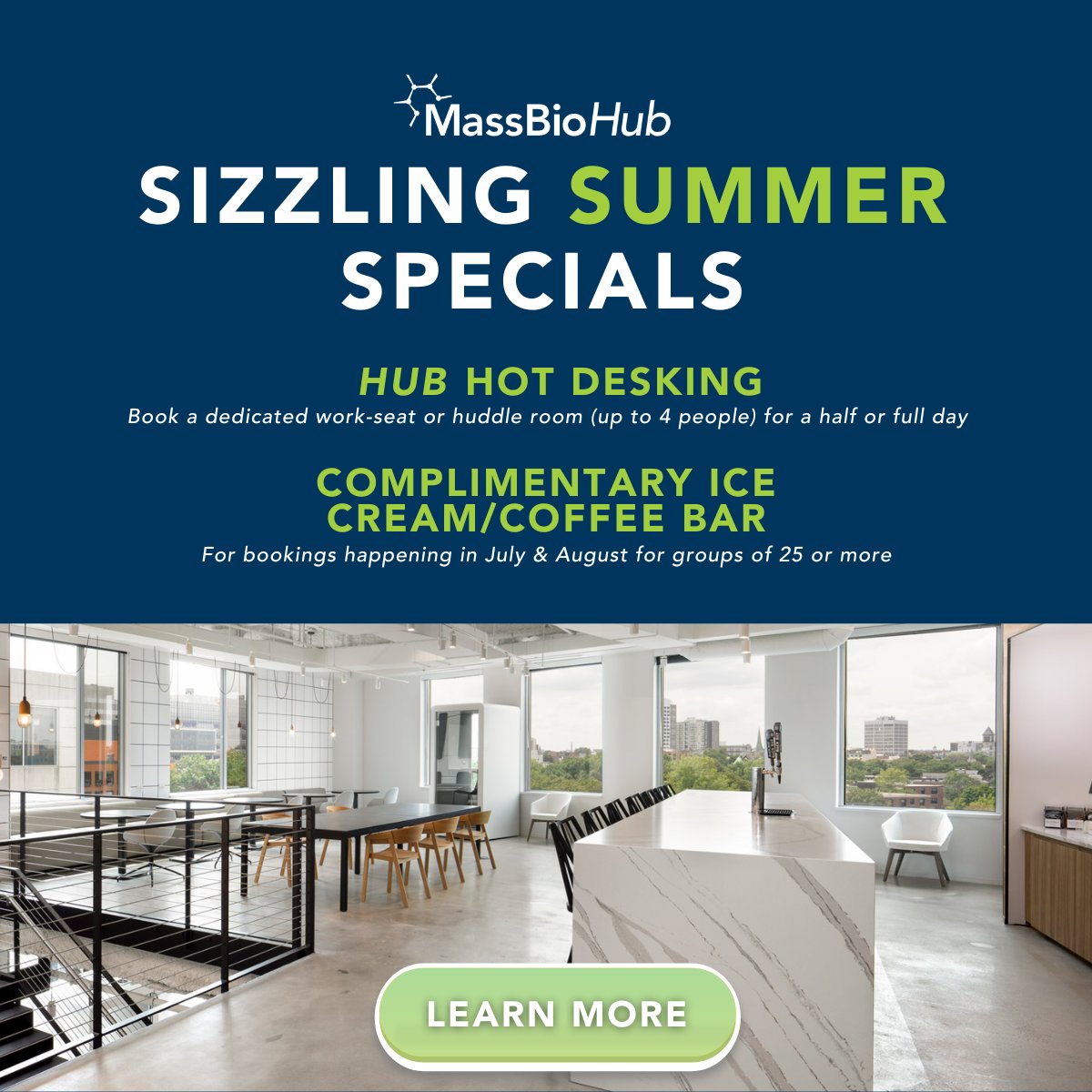 We love our #MassBioHub space and the members who use it once, come back time and time again for a whole spectrum of events and meetings. Now is the time to book as we are hosting 🌞 Sizzling Summer Specials. Get more information: massbio.org/hub/.