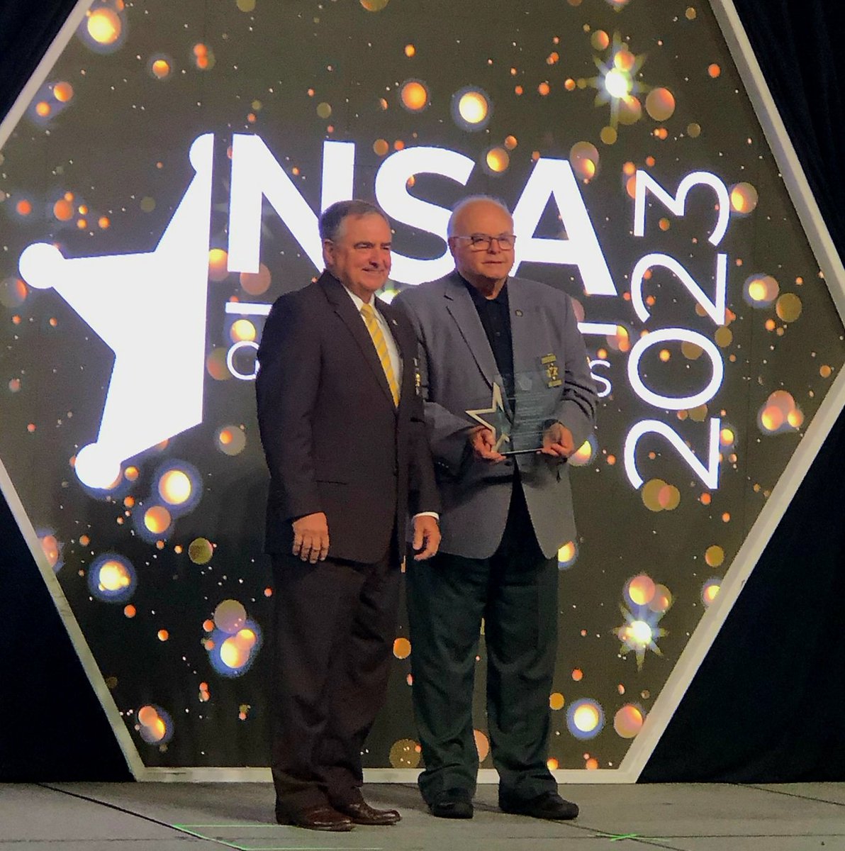 sheriffspike's tweet photo. Humbled, honored &amp; surprised as @YatesSheriff to receive the @NationalSheriff Presidents Outstanding Service Award for 2023 at #sheriffs2023 in Grand Rapids, MI - Sincere Thanks  @stcharlesgov Shrf Champagne &amp; NSA Exec Jon Thompson @NYSSheriff @NYSheriffs https://t.co/4oPbKAqSur