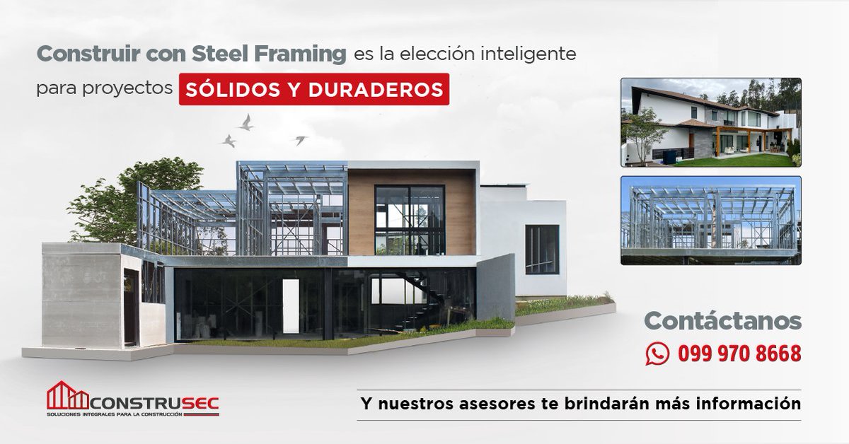 ¡No dejes que tus proyectos se queden en planos! 
Es momento de hacerlos realidad con el mejor sistema constructivo #SteelFraming de #Construsec   

Escríbenos a nuestro whatsapp 📲 wa.link/w3kdy6