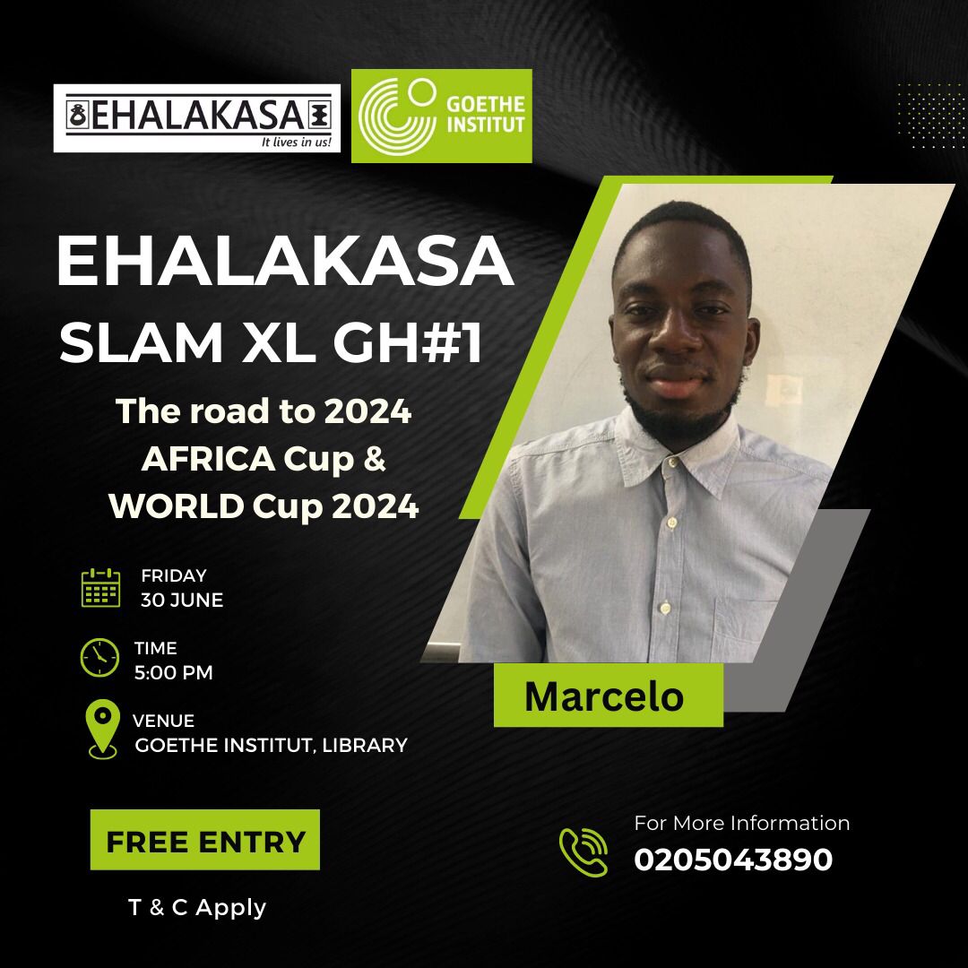 EHALAKASA's tweet photo. The antidote to cure the madness of this generation is true love, not orthodox prescription.
Marcelo
30.06.2023 @goetheinstitutghana 5pm
@wanlov @iyamatuahene @natty_ogli
@nii_musesick @spokengodgram
#slampoetry #goetheinstitutghana #spokenwordpoetry #SlamX https://t.co/xhM73smdjX