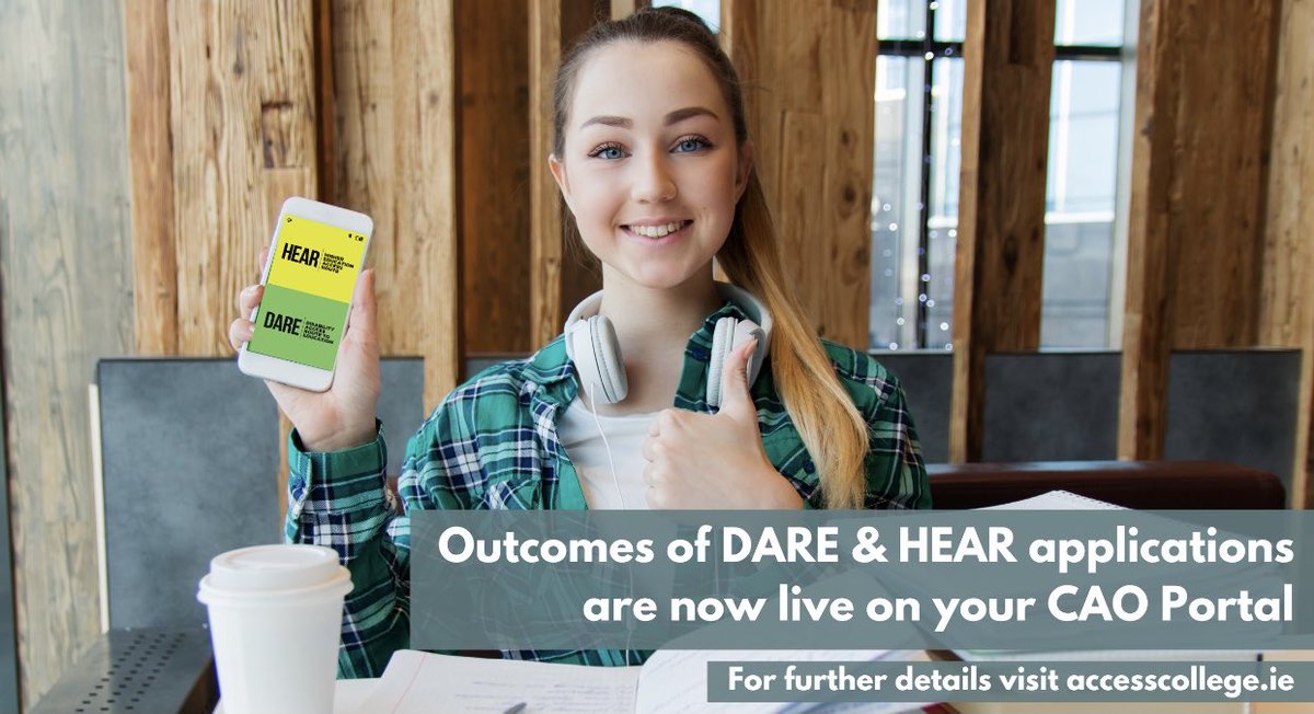 DARE and HEAR outcomes announced this afternoon. CAO applicants, check your emails today. #DARE #HEAR #CAO #accesscollege