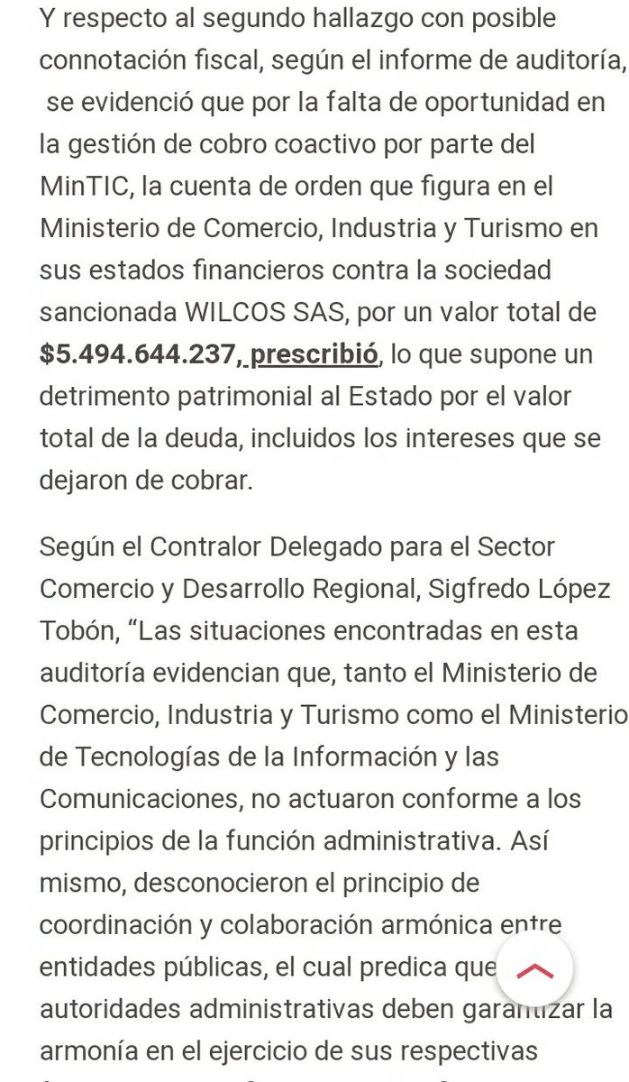 ExitosaMas's tweet photo. @BioSaura @Danivalencia9 Los procesos de cobro caducaron a principios del año 2022.
Es decir que durante 5 años atrás no se iniciaron acciones de cobro.
Recuerdenos por favor quienes fueron los ministros MinTic y MinComercio, entre los años 2017 al 2022, ay cuanto daño le hizo titere #Duquebrecht a 🇨🇴 https://t.co/YHVaXTvFJX