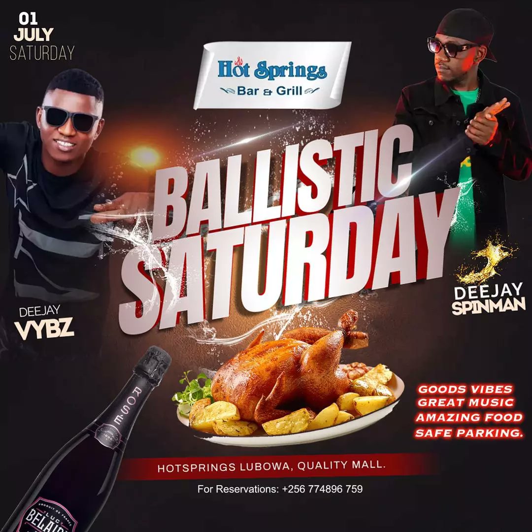 Spinman256's tweet photo. Looking for vibe this weekend 1st July. @HotLubowa is the place #Ballisticsaturday mysel @Spinman256 and Dj Vybz we gat you... https://t.co/FXAbzb06Dp