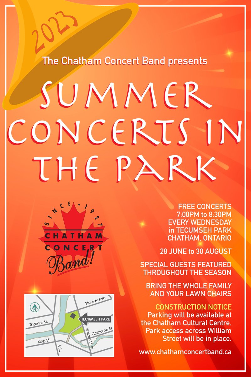 The Chatham Concert Band Season Opener is Wednesday, June 28th at 7pm in Tecumseh Park!
#YourTVCK #TrulyLocal #CKont #SummerConcerts @ChathamBand