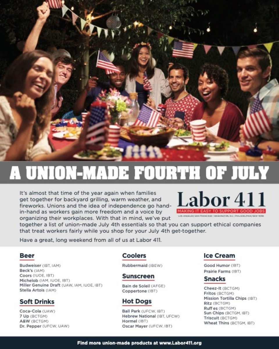 🎉 Celebrate Independence Day by supporting workers' rights! 🤝🇺🇸 This 4th of July, let's make a difference by buying union-made products and standing in solidarity with the hardworking men and women who shape our nation. Together, we build a stronger America! #BuyUnion #Happy4th