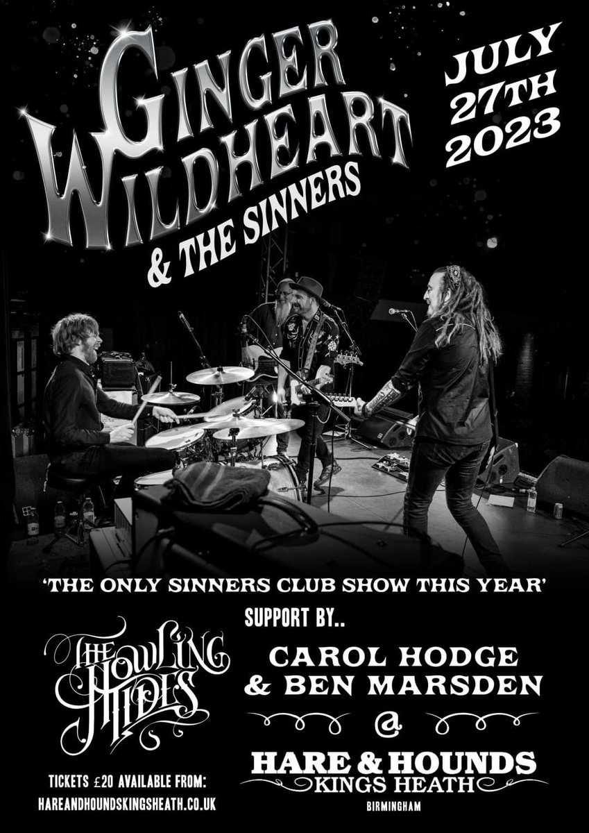 //ANNOUNCEMENT!//

Buzzing to be supporting the legend @ginger_sinners next month at  #HareandHounds #KingsHeath #Birmingham 😏🤙🏻

First gig in Brum for a while, and the ONLY '& The Sinners' show of 2023! 😆

Tickets available in comments ☺️👇🏻