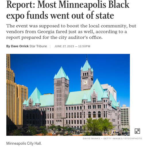 'Concerns over fund allocation for Minneapolis Black Expo: Report reveals significant taxpayer dollars went to out-of-state vendors, raising questions about financial management. Transparency and support for local businesses must be prioritized. #Minneapolis #BlackExpo