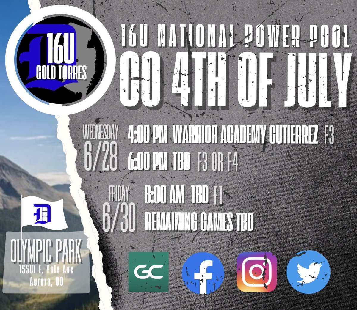 ‼️SCHEDULE UPDATE‼️

⬇️⬇️ See remaining schedule below for the <a href="/COSparkFire/">CO 4th of July</a>. All TBD opponents and times will be posted when determined. 

Thank you to all the coaches who came to see us play today!