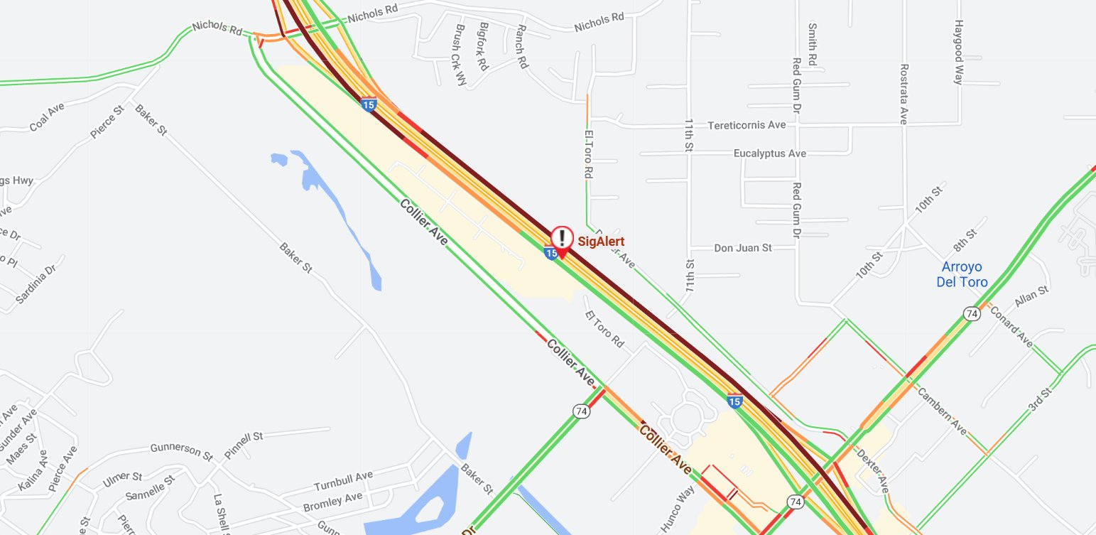 Southern California 511 on Twitter "SigAlert in Lake Elsinore. On I15