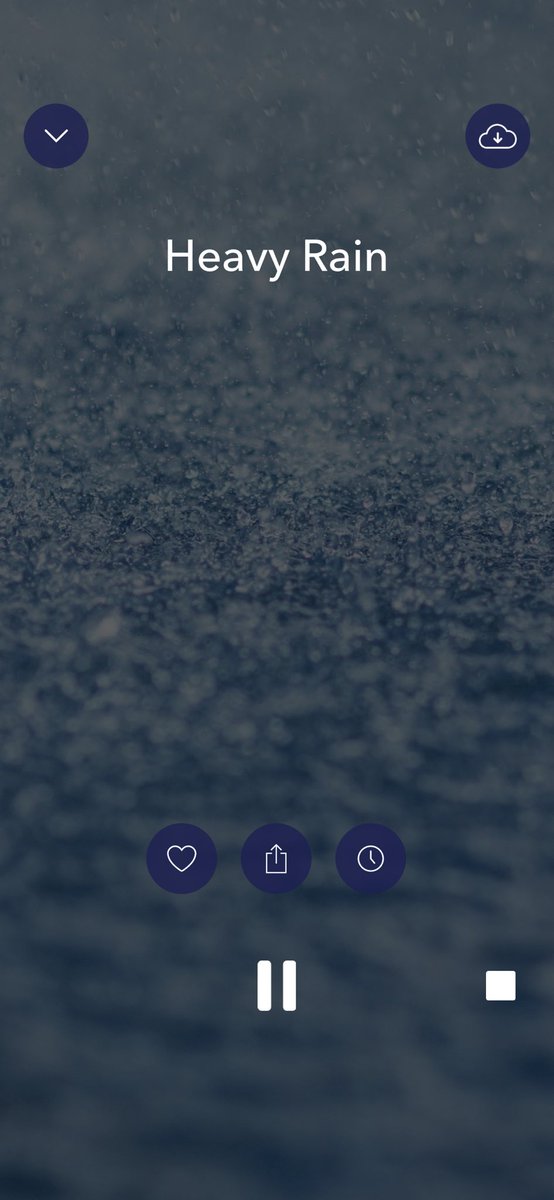 Een soundscape met monotoon geluid van een hevige regenval om me rustig te laten worden en van in slaap te vallen. Tot nu toe moet ik er alleen van naar de wc. #next