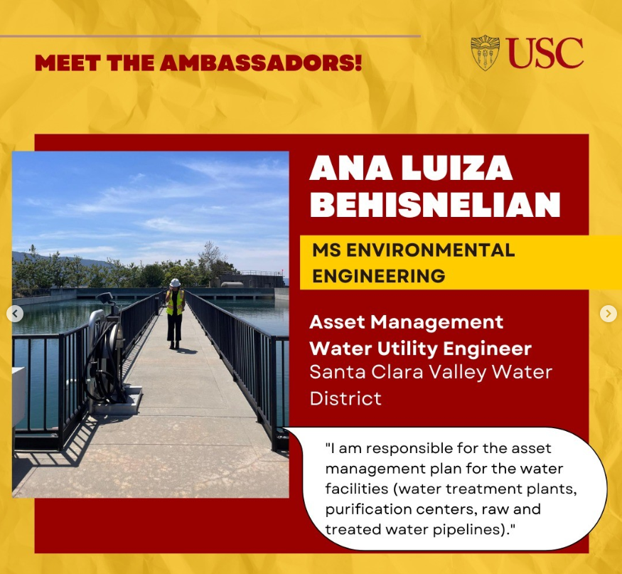 USC_CEE's tweet photo. #Repost @uscviterbigradambassadors
Check it out! @usc_cee student Ana Luiza Behisnelian is interning at the Santa Clara Valley Water District this summer! 🌞 Do you also have a #summerinternship? Tell us in the comments below. 👇
#USC_CEE #students #environmentalengineering https://t.co/MvCnSHtk7c
