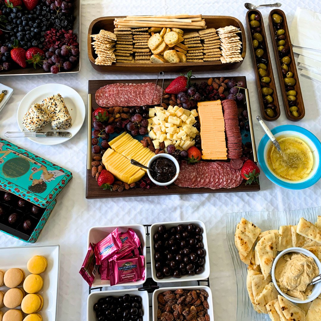 The spread we put together for the Lakewood Book Club! 📚 Book: The Paris Apartment, by Lucy Foley 🥂🇫🇷 Whether all of us actually read the book or not is beside the point... 😆  #BookClub #NeighborhoodFun #Local #SupportLocal #LakewoodMO #Lakewood #LeesSummitMO #KCMO #BookWorm