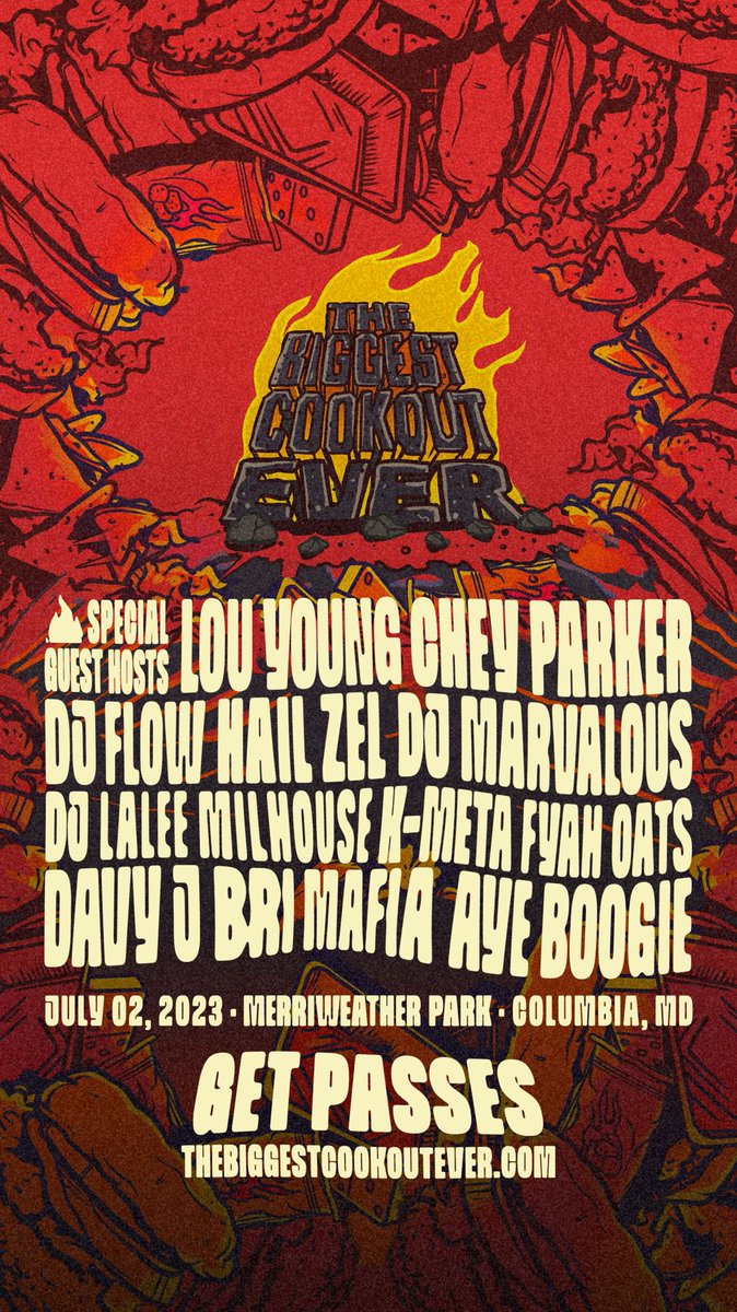 TheBAFC's tweet photo. 5 DAYS AWAY FROM THE BIGGEST ONE YET!

The Biggest Cookout Ever
Sunday, July 2nd 2023
Live from Merriweather Park
Columbia MD

Tickets available in our bio.
See you this Sunday!

#DMVEvents #DMVCookout #DMVFoodie #DMVSummer
#DEvents #Thebiggestcookoutever #TBCE #CookoutSeason
#TheBAFC