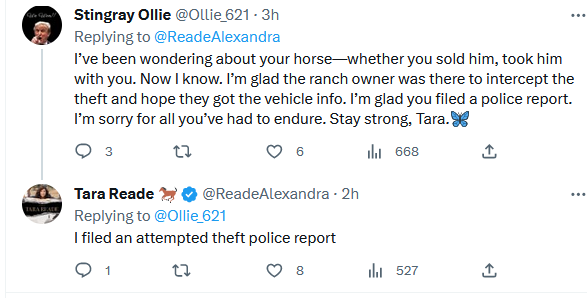 An 'attempted theft police report.' 🙄LOL, okay Karen. I'm sure the Monterey PD have nothing better to do than hear you whine about an animal charity deciding to rescue your abandoned horse after you breached the contract you signed with them.