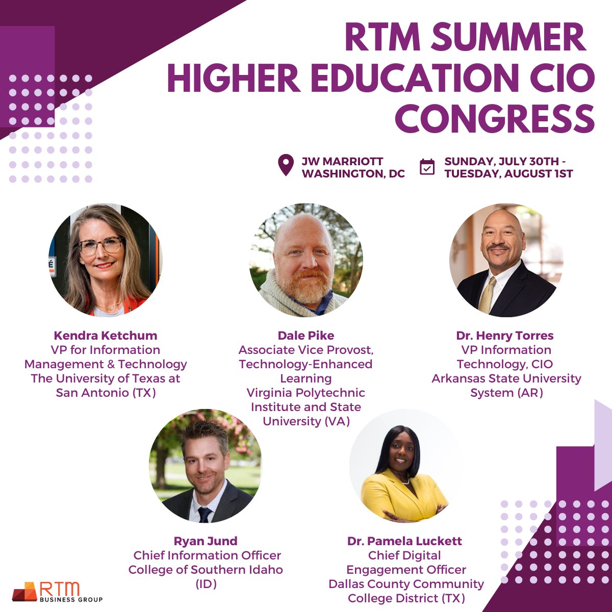 RTM_BG's tweet photo. Don't miss the 2023 Summer Higher Ed CIO Congress, July 30-Aug. 1 at JW Marriott in DC. Network with peers & explore major topics in higher education. Reach out for more information! #rtmhighered #highereducation #CIOCongress #cio #WashingtonDC #CIONetworking #higheredleaders https://t.co/CKZUsGEAa7