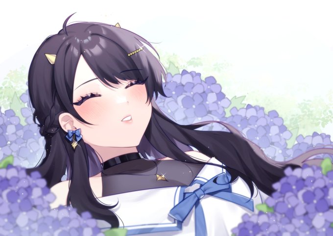 「black hair hydrangea」 illustration images(Latest)｜2pages