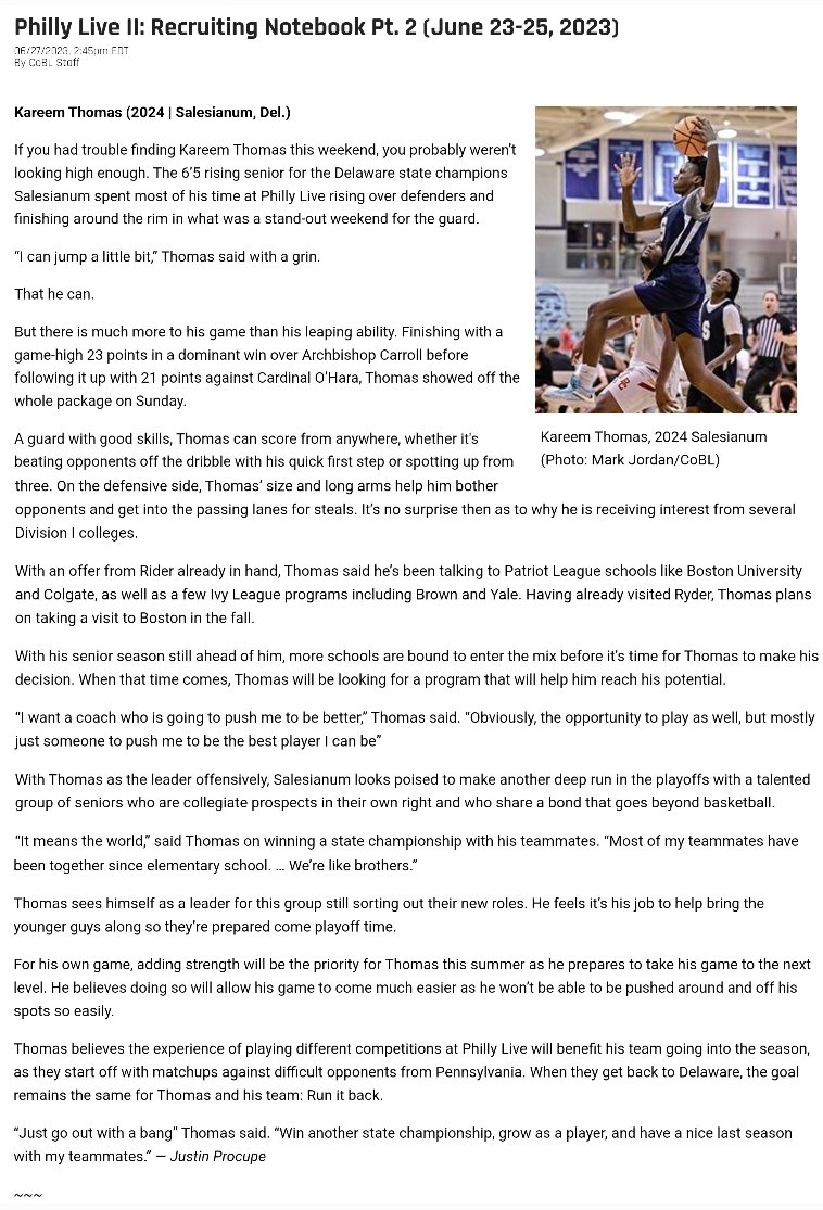 Kareem Thomas <a href="/_reemthomas/">Kareem Thomas</a> 
<a href="/SalesianumHoops/">Salesianum Hoops</a> 

<a href="/PhillyHSLive/">Philly HS</a> was his playground