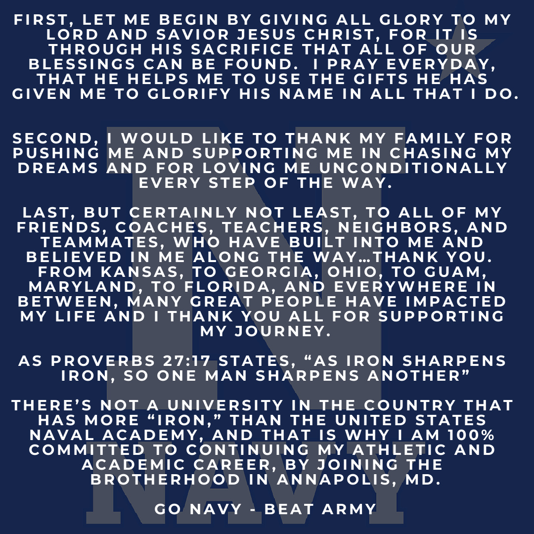 100% COMMITTED <a href="/NavyFB/">Navy Football</a> 

<a href="/_CoachNew/">🇺🇸 Brian Newberry ⚓️</a> <a href="/CoachIvinJasper/">Ivin Jasper</a> <a href="/CoachLaurendine/">Tommy Laurendine</a> <a href="/NavyFBrecruit/">Navy Football Recruiting</a> <a href="/BTHS_Football/">BTHS BEARS FOOTBALL🐻🏈</a> <a href="/bt_athletics/">Bartram Trail Athletics 🐻</a>  <a href="/coachparker85/">Coach Chad Parker</a> <a href="/Dwight_XOS/">Dwight Thomas - Catapult Sports</a> <a href="/NavyFootballRT/">Navy Football Fans</a>