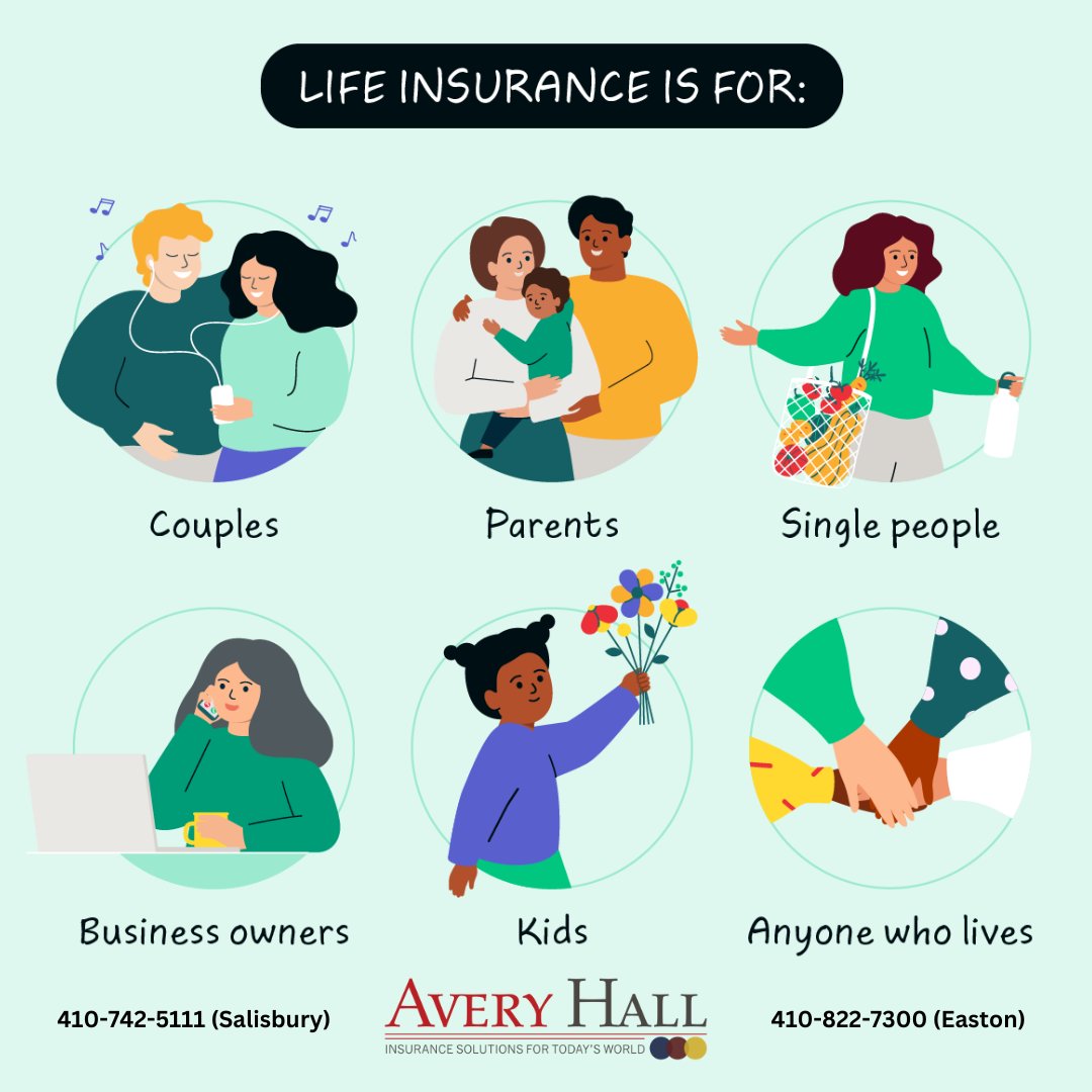 AveryHallIns's tweet image. Life insurance is for everyone! ❤️ Give one of our experienced agents a call today at 410-742-5111 (Salisbury) or 410-822-7300 (Easton.) 
#lifeinsurance #lifeinsurancehelp #insurancehelp #lifehappens #insureyourlove #insureyourlife