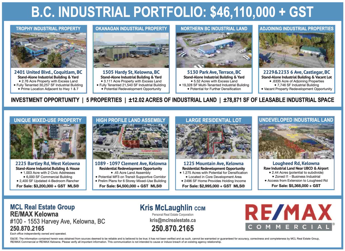 kmclaughlinCCIM's tweet photo. See our ad on page 31 of the July Edition of the Western Investor, featuring our listing of a Rare BC Industrial Portfolio! #CRE #commercialrealestate #remaxcommercial #remax #industrialportfolio https://t.co/oAi5CeOOnq