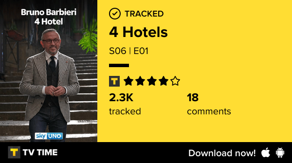 MarinaRitzla's tweet photo. I've just watched episode S06 | E01 of 4 Hotels! #brunobarbieri4hotel  https://t.co/W0pmUSMgWh #tvtime https://t.co/eUf2hT9gAl