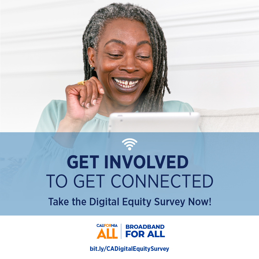 LACountyDCBA's tweet image. Having access to the internet can mean landing a better job, getting an education, seeing the right doctor and staying in touch with family and friends. 

Don’t get left behind. Take the California Digital Equity Survey ➡️ bit.ly/CADigitalEquit… #BroadbandforAll #DigitalEquity