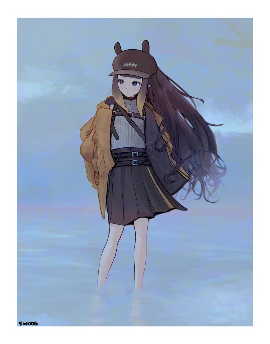 ninomae ina'nis 1girl long hair solo sidelocks hat gradient hair very long hair  illustration images