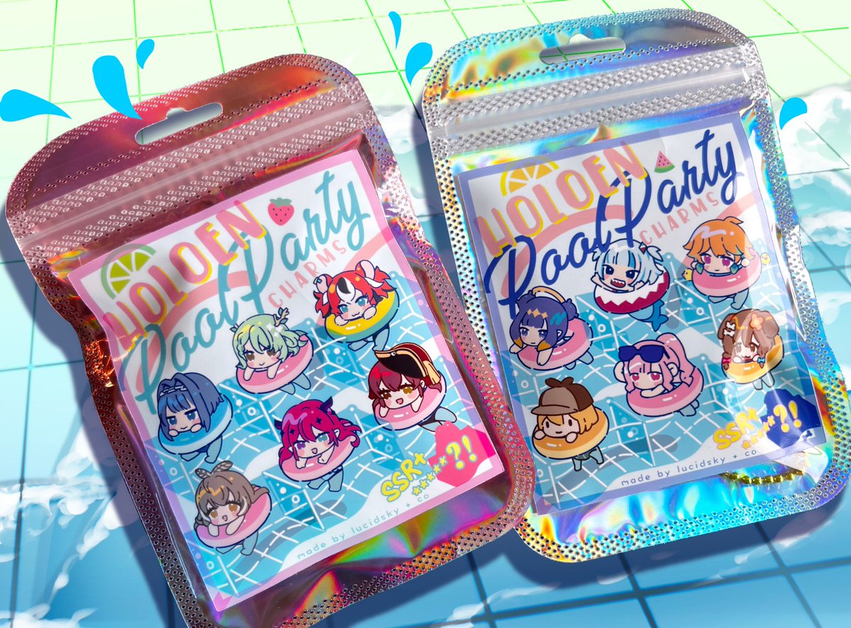 Mystery Pack HoloEN Pool Party! 2.5 inch transparent keychains with two prize pools. Who's the SSR?? 

#AnimeExpo2023 #AX2023ArtistAlley #AX2023
