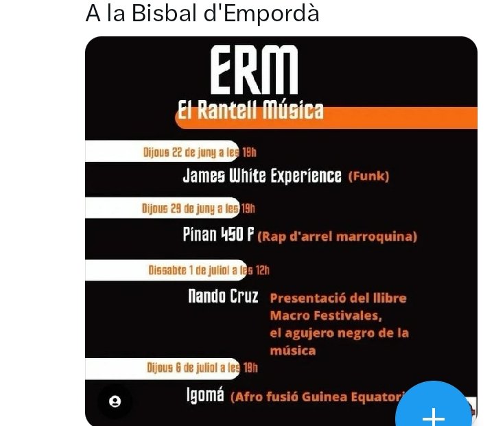 CompanyStas's tweet photo. #29jun23
5hV @vidafestival a Vilanova i la Geltrú/enCabanyes
3/4 d 6hV "ens n'anem a vore #PilotaValenciana" a VLC/@Pelayotrinquet
2/4 d 7hV @noeliatitana
a VLC/@museudelaseda
7hV
~"Totes les portes" amb @MireiaiBorja a Foios/casa/Artilleros
~@pinan450f
a laBisbal de l'Empordà https://t.co/VmhMTZB5jZ