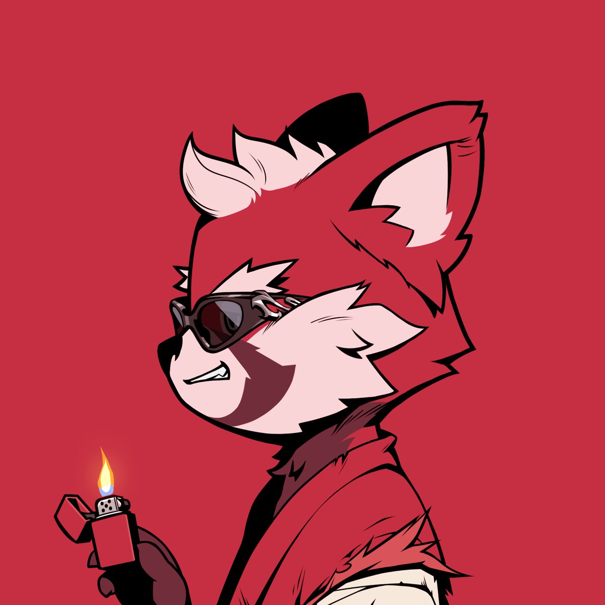 "This Azuki has a fiery personality with its fire domain and lighter, but also a playful side with its red panda subtype and torch shades." - <a href="/steamboy33/">steamboy</a> (probably)