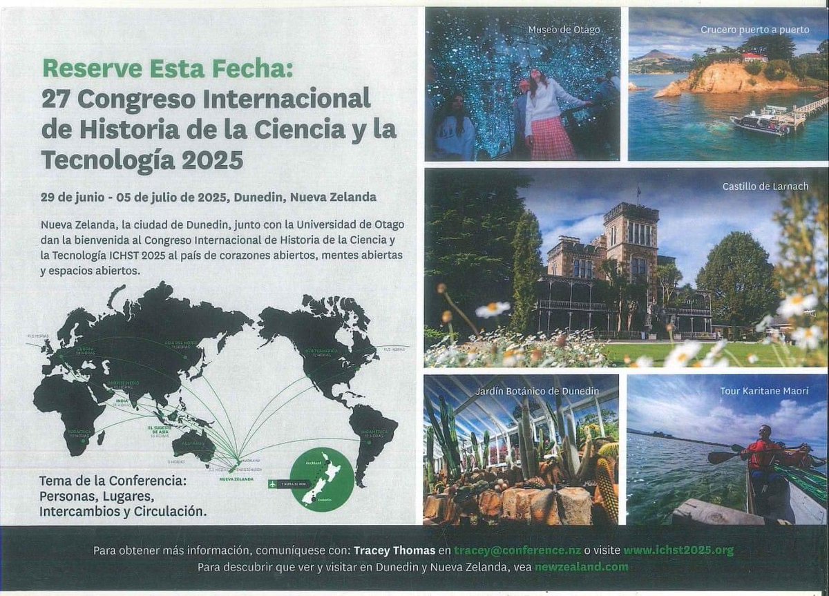 hch_mexico's tweet photo. Les invitamos a participar presencialmente o vía zoom en el:
27º Congreso Internacional de Historia de la Ciencia y la Tecnología que se realizará en Dunedin, Nueva Zelanda entre el 29 de junio y el 5 de julio de 2025.

Marquen su interés en el congreso: https://t.co/8SJXYpYe9K https://t.co/BATbverDzA