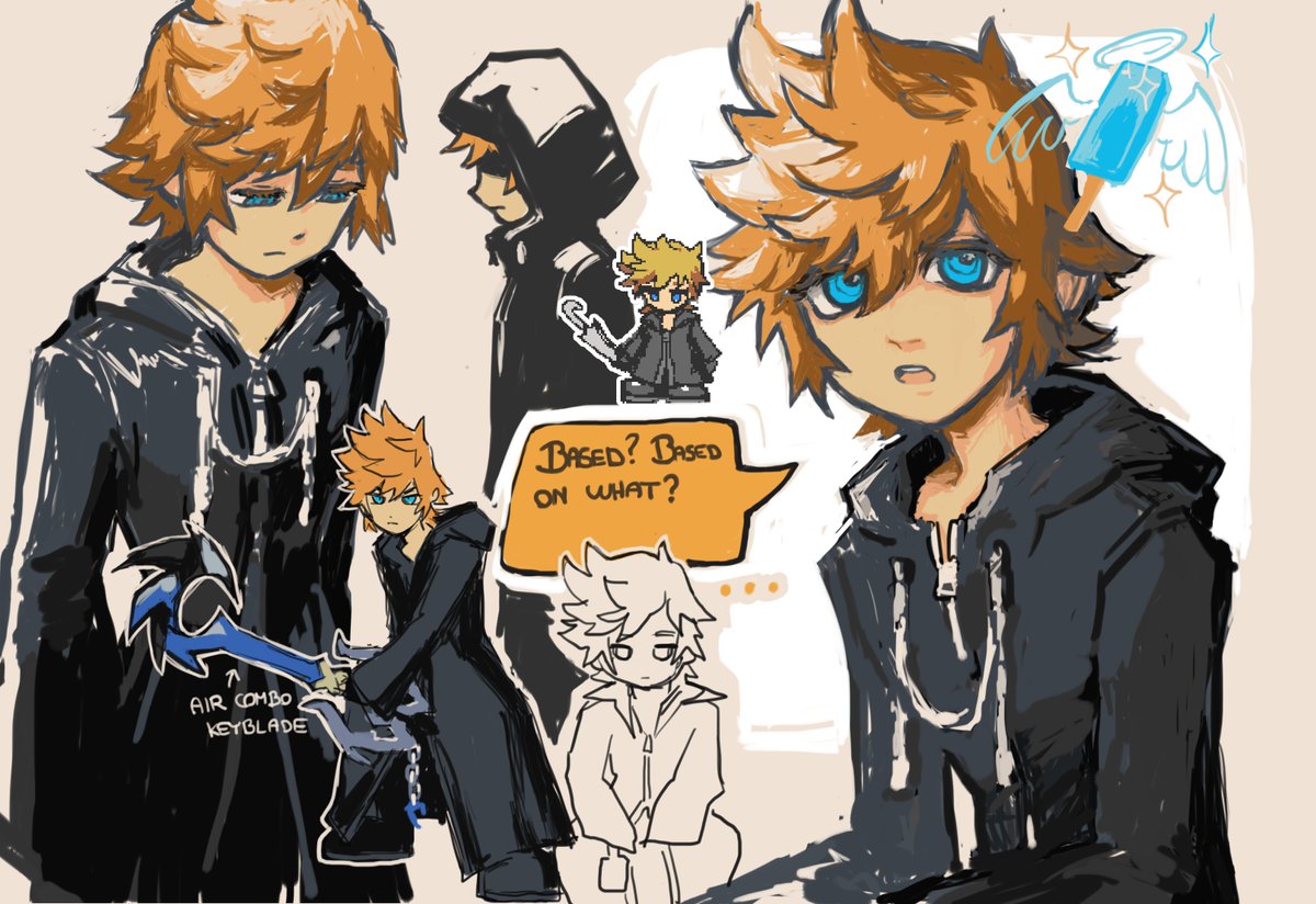 #kh roxas sketches (i finished days it was really fun)