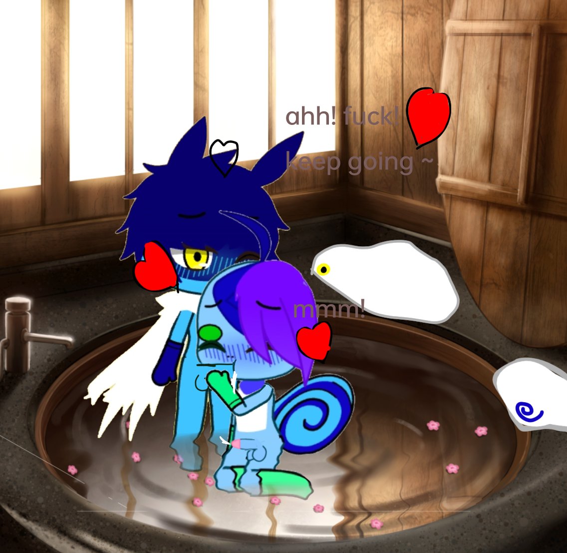 BunzoAnd's tweet photo. In the bath~ #gachansfw #nsfw #gacharule34 #porn #sex #oralsex https://t.co/1IXwWRaXGk