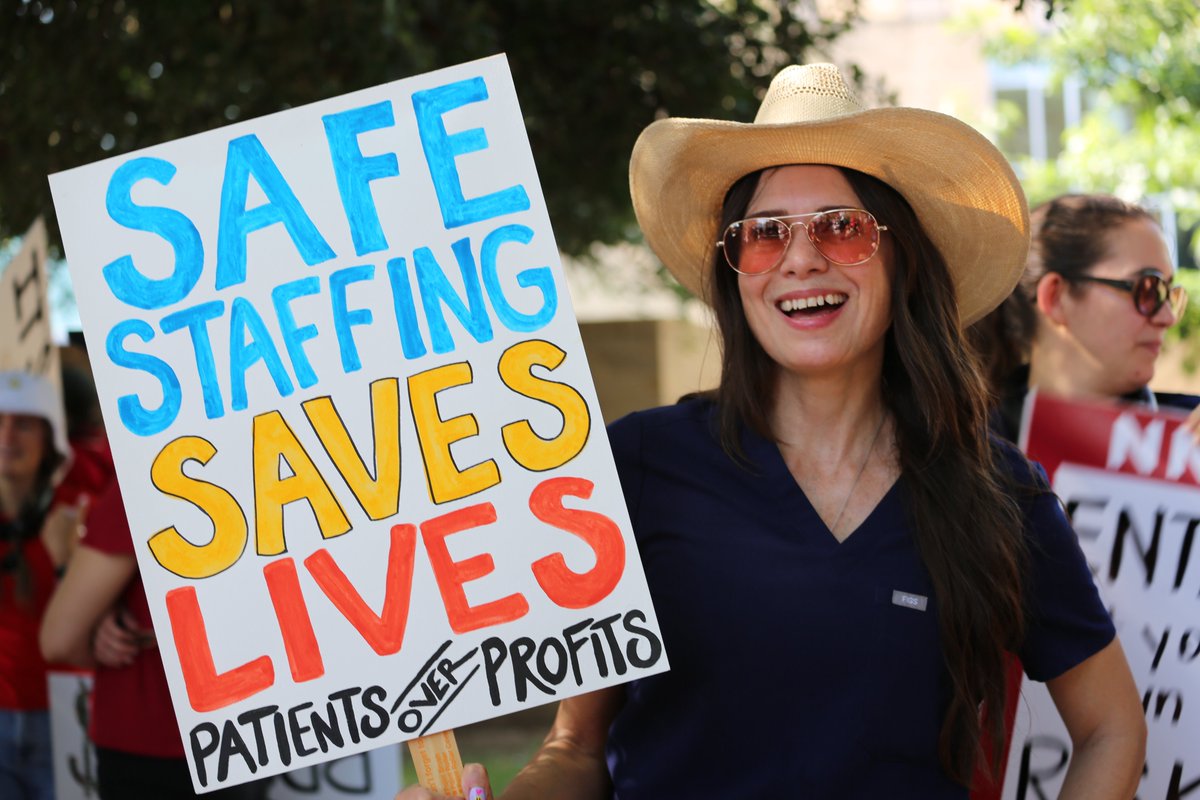 NationalNurses's tweet photo. Every day we come to work and face unsafe staffing levels that put our patients at risk. But we won’t stand for it.

Nurses have the answers, but management refuses to listen.

Maybe today's strike line will finally get @Ascensionorg’s attention! 👀 https://t.co/nU0pv2cHZi