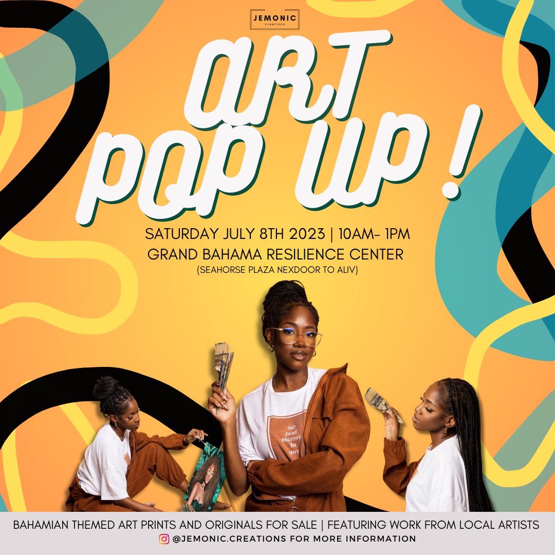 je_monicc's tweet photo. Hi guys! 

In honour of our 50th independence, I’m having an art pop up next week Saturday the 8th July, where you can buy prints and originals of your favourite Bahamian themed art pieces from yours truly and other local artists 🇧🇸🎨 https://t.co/VhyeMB0rKd