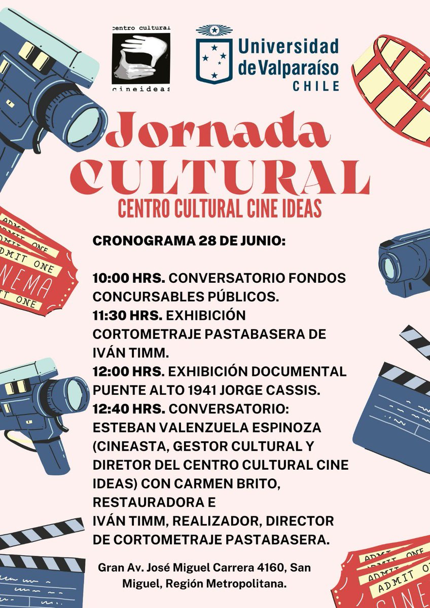 Mañana Jueves 28 de junio,no te pierdas este interesante conversatorio y muestra con miembros del Centro Cultural Cine Ideas y la restauradora y documentalista Carmen Brito.  #cortometrajes #fecid #cineideas #cineideas🎬 / Entrada liberada @fecid_cine #fondosconcursables