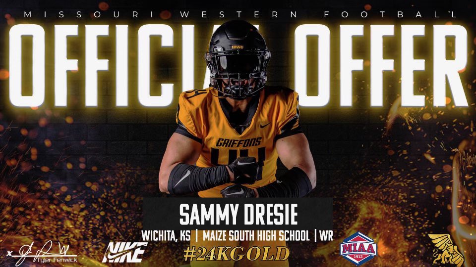 SDresie's tweet photo. After a great talk with @CoachStLouis I am blessed to have received an offer from Missouri Western! @MWSU_Football @Coach5fur https://t.co/D5Uu2wBl7b
