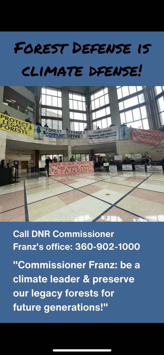 ontheNeuse's tweet photo. Call @waDNR Commissioner Hillary Franz and tell her to stop logging Washington state’s legacy forests—our best natural climate solution! #legacyforests #climatedefense #350seattle https://t.co/xHSYNT3N0s